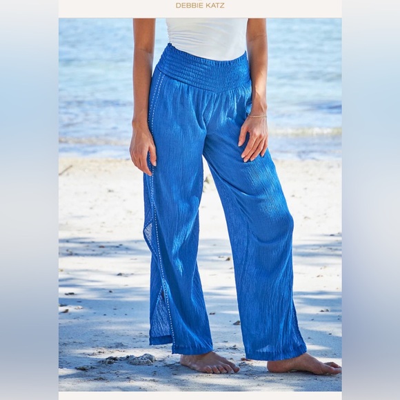 Smocked Waist Royal Blue Maxi Skirt with Side Slit - Picture 2 of 7